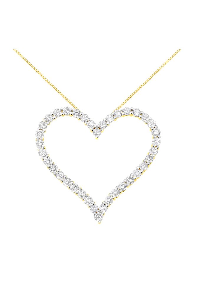 Plated 3.0 cttw Round-Cut Diamond Open Heart Necklace